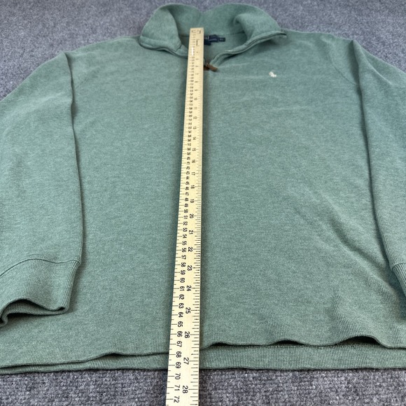 Polo Ralph Lauren Mens XL‎ Green Estate Rib 1/4 Zip Pullover Casual Sweater Pony - Picture 6 of 10